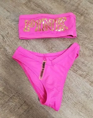 Victoria's Secret PINK Gold & Hot Pink 2 Piece Bikini Size XS/Small thumbnail 1