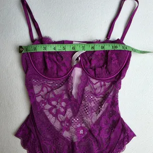 Victoria's Secret -1971 Magenta Floral Eyelash Lace Underwire‎ Teddy Bodysuit M thumbnail 6