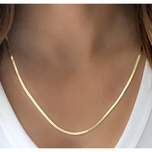 NEW Unisex 2mm‎ Gold Filled Layering Herringbone Chain Necklace 18-20” thumbnail 3