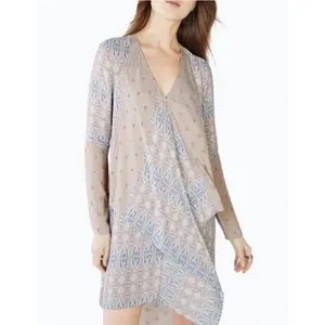 BCBG MaxAzria Kyndal XXS High-Low Maxi Dress Tapestry Long Sleeve Designer Boho thumbnail 2