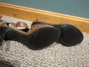Franco Sarto Brown Leather T Strap Heels, Size 6 thumbnail 6