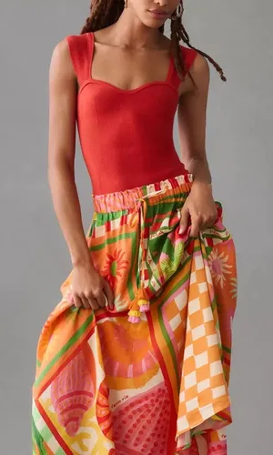 Farm Rio Anthropologie Vibrance Maxi Skirt Multicolor Patchwork XXS Tassel Boho thumbnail 1