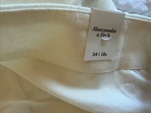 NWT Abercrombie & Fitch Wide-Leg High-Waist Pants Cream Linen Blend SZ-34 / 18R thumbnail 6