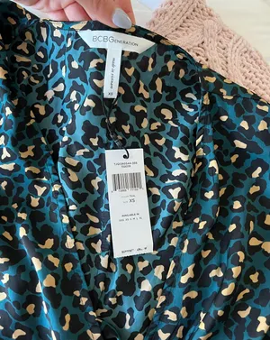 Blue Leopard Print Wrap Blouse  thumbnail 4