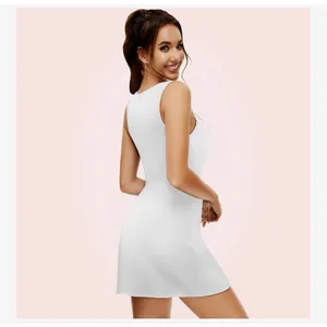 NEW White Slimers Square Neck Built in Shapewear Mini Shaper Tank Dress S thumbnail 3