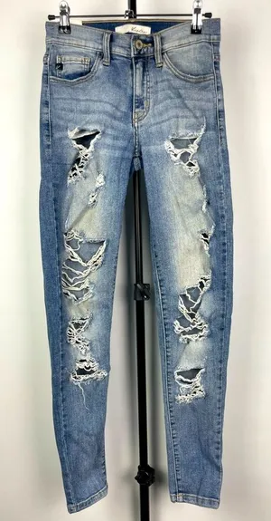 Kancan Light Blue Distressed Destroyed KC11004‎ Skinny Jeans thumbnail 1