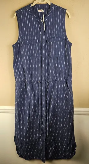 NWOT Faherty Womens Midnight Ikat Saylor Dress‎ Large thumbnail 1