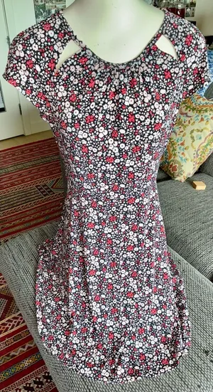 Michael Michael Kors Sht-slv Floral Print Knee-length Dress, Sz S thumbnail 1