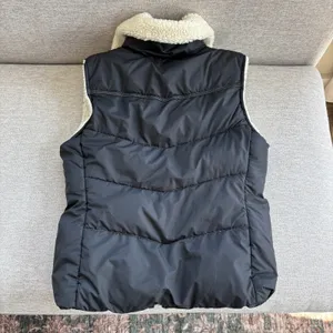 Y2K Xhilaration Puffer Vest M Black Sherpa Collar Fall Winter Gorpcore Utility thumbnail 8