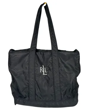 Lauren Ralph Lauren Monogram Black Nylon Multi Pocket Tote Shoulder Bag thumbnail 1