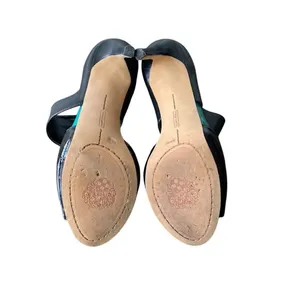 VINCE CAMUTO Leather Sandal Womens Sz 8.5 Black Platform Peep Toe thumbnail 8