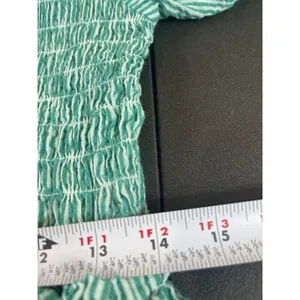 Sundance Smocked Button Maxi Dress S Green White Striped Tiered Cottage Boho thumbnail 16