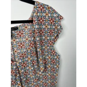 Amang NY Top Womens XL Peasant Boho V-neck Cap Sleeve Stretch‎ Colorful thumbnail 10