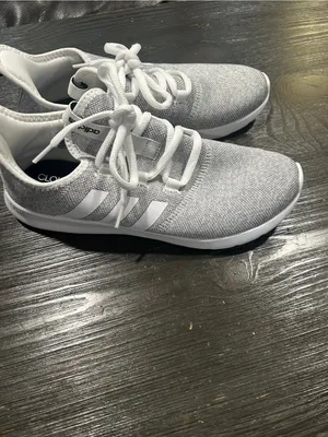 adidas White and Light Gray Knit Runner Sneakers thumbnail 4