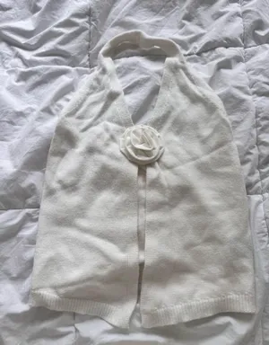 Flower halter top White thumbnail 1