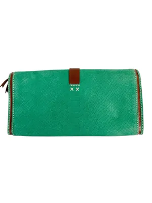 Madewell 1937 Accessories Green Suede Snakeskin Leather Wristlet Clutch Wallet thumbnail 6