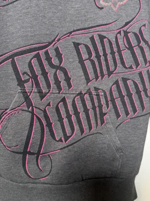 Fox Gray Hoodie with Pink & Black Graphic Womens Small Vintage Dirtbike Riding thumbnail 3