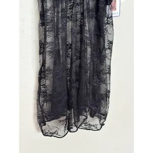 NWT MBlack Lack Babydoll Nightgown Tank Top Chemise w Pink Bow + Matching Thong thumbnail 3