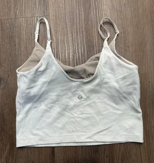 Lululemon Align Tank Top White Tan Adjustable Straps Nulu Yoga Crop‎ Size 6 flaw thumbnail 1