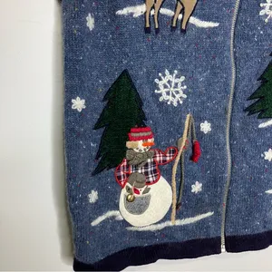 OHI vintage ugly Christmas sweater vest‎ winter rabbit hair women’s size medium thumbnail 2