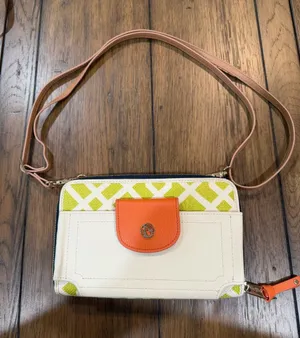 Spartina 449 Cream, Orange & Lime Crossbody Wallet like new thumbnail 1
