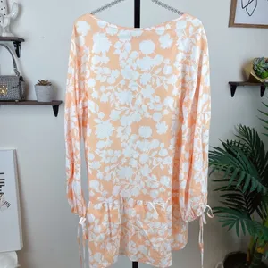 Charlie Holiday Eve Floral Linen Blend Drop Waist Mini Dress Boho Vacation thumbnail 9