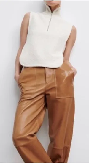 Zara Off White Cream Sleeveless Half Zip Open Side Jacket‎ Top Size M/L thumbnail 1