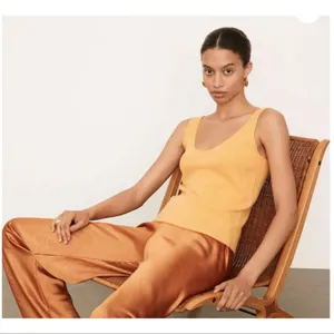 Vince Cashmere Scoop Neck Camisole‎ in Light Tangelo thumbnail 1