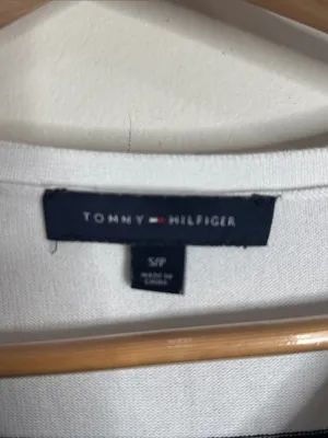 Tommy Hilfiger Classic Navy&White Nautical Striped V-neck Cotton Sweater size S thumbnail 7