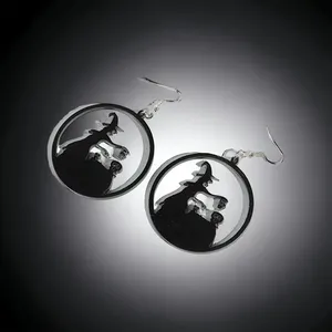 Witch Skulls Gothic Style Black Round‎ Acrylic Fashion Earrings thumbnail 5
