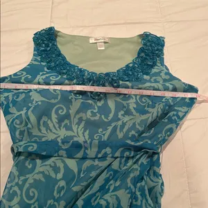 dressbarn Teal and Cream Swirl Mini Dress size 4 thumbnail 5