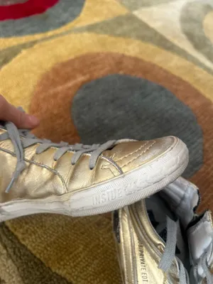 Golden Goose Slide High Top Sneakers Shoes Gold Sequins Star Leather US Size 7 thumbnail 15