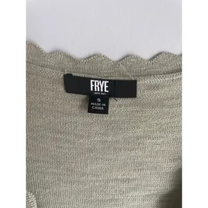 Frye Cardigan 100 Cotton Pointelle Scalloped Cottagecore Dainty Green Small Boho thumbnail 2