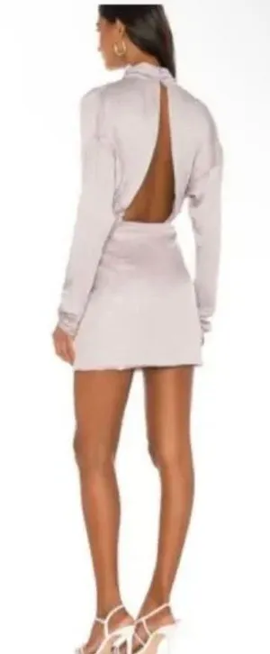 Elliatt Aristrocat Mini Asymmetrical Satin Dress Ash Lavender xs thumbnail 4