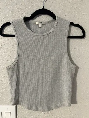 Agolde Ribbed Tank in Taupe Gray thumbnail 4