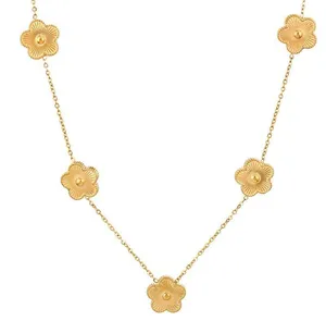 Gold Clovers Station Necklace thumbnail 2