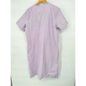 The Country Store Embroidered Zip‎ XL Seersucker Robe Purple Striped House Dress thumbnail 4