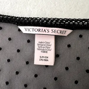 Victoria's Secret Sheer Mesh Polka Dot Black Top thumbnail 6