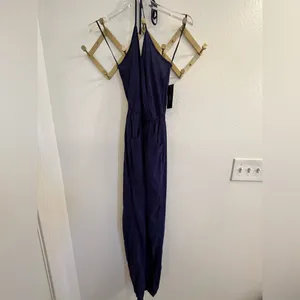 NWT Lulus Learning to Fly Navy Halter Jumpsuit Small Flawed thumbnail 13