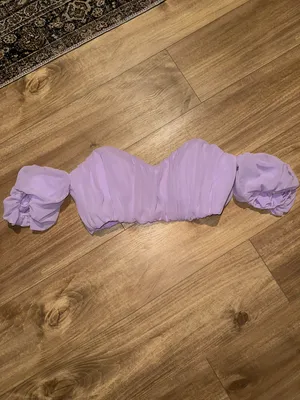 Selfie Leslie Bisous Sweetheart Neckline Ruched Off-Shoulder Crop Top Lilac thumbnail 6