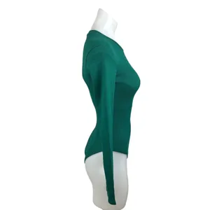 Zara Women's Green Crew Neck Long Sleeve Stretch Fitted Rib Bodysuit Top Size S thumbnail 2