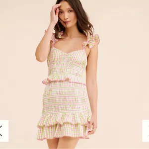 SAYLOR Lantana Dress size Small Pink and‎ Green Gingham Ruffle Mini thumbnail 4