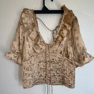 Free People Isabella Silky Floral Ruffle Top thumbnail 1