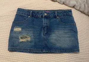 Edikted denim blue mini skirt thumbnail 1