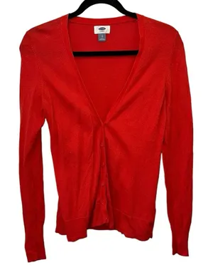 Old Navy Red Button Front Cardigan‎ Sweater Long Sleeve Small thumbnail 1