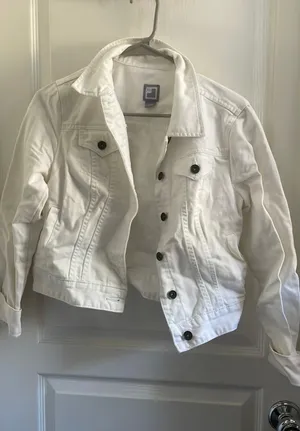 White cropped denim jacket  thumbnail 1