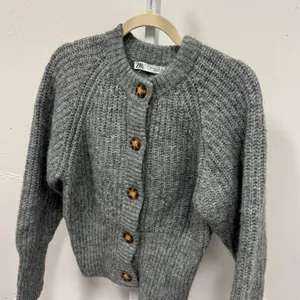 Zara Gray Marl Alpaca Wool Blend Chunky Knit Cropped Cardigan 9598/151 thumbnail 4