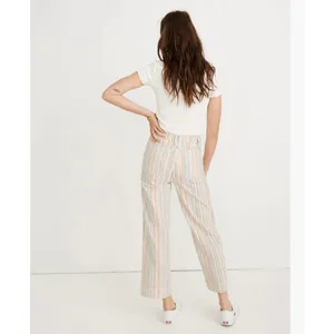 Madewell Womens Rainbow Stripe Wide Leg‎ Crop Pants White Multi Sz 27 thumbnail 3