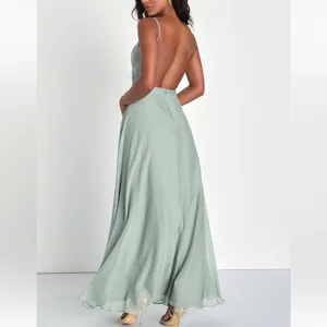 Lulu’s Dreamy Destiny Sage Green Pleated Backless Maxi Dress 👗 thumbnail 2