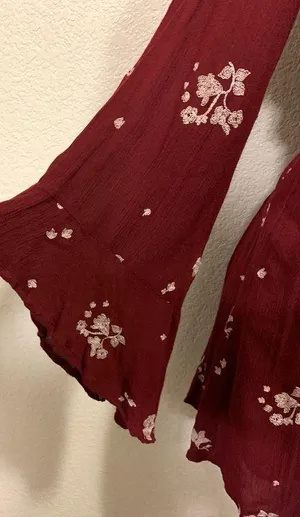 Jasmine Embroidered Mini Burgundy Boho Dress thumbnail 4